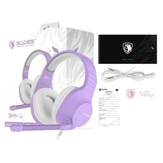 Audifonos Gaming Sades Spirits Alambricos 3.5 Mm Para PC Con Microfono Morado (Purple)